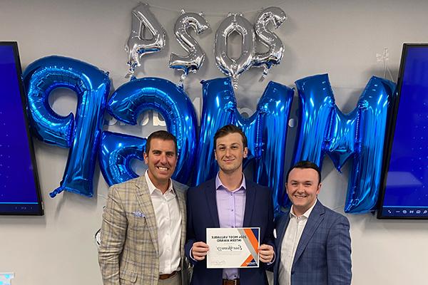 Marketing major Evan Yannuzzi '24 was named Most Valuable Intern at Broad Street Financial.